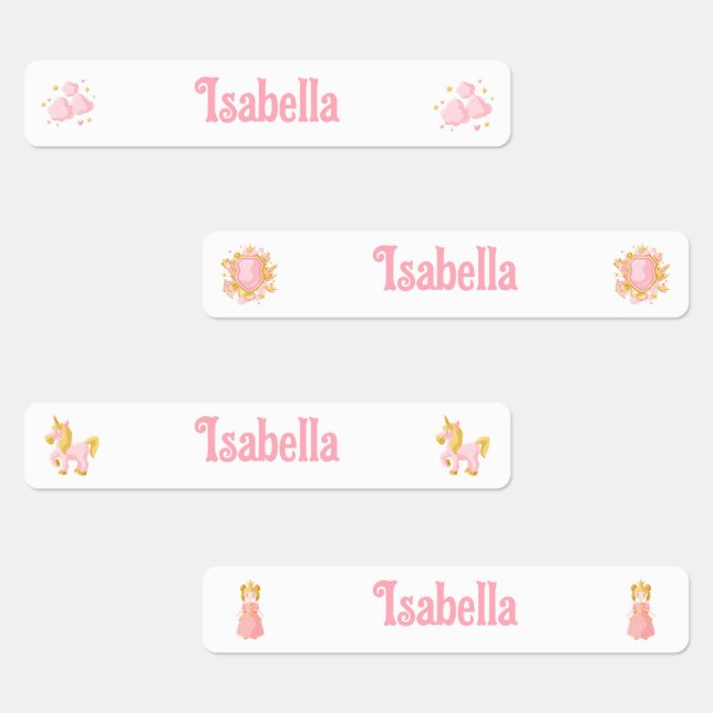 Unicorn Princess Back to School Clothing Labels (Group)