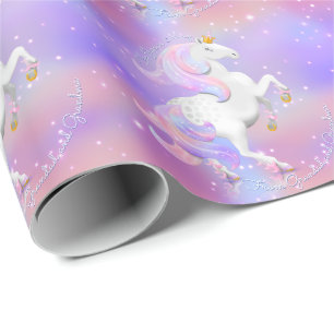 Unicorn Princess Candy Floss Sparkles Personalised Wrapping Paper
