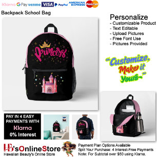 Unicorn Princess Castle Fantasy School Supplies 24 Printed Backpack