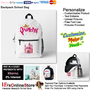Unicorn Princess Castle Fantasy School Supplies 2 Printed Backpack