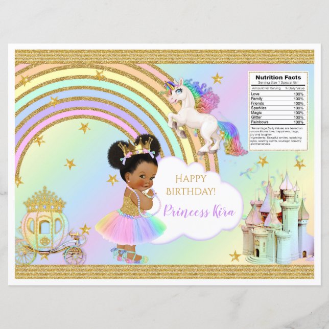 Unicorn Princess Castle Rainbow Baby Girl Chip Bag (Front)