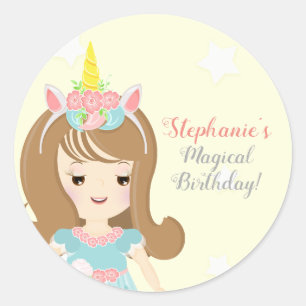 Unicorn Princess Classic Round Sticker