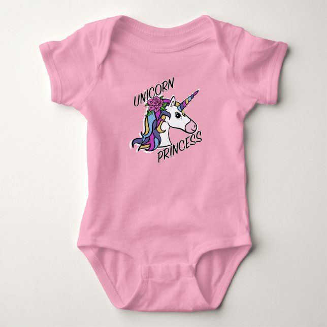 Unicorn Princess Design - Baby Jersey Bodysuit (Front)