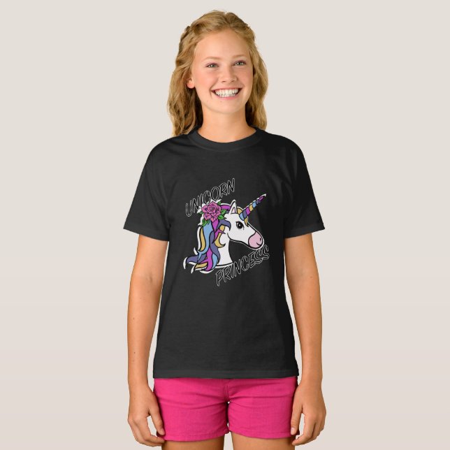 Unicorn Princess Design - Girls' Basic T-Shirt (Front Full)