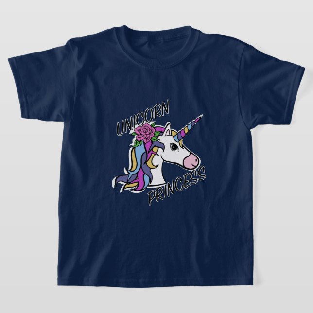 Unicorn Princess Design - Girls' Basic T-Shirt (Laydown)
