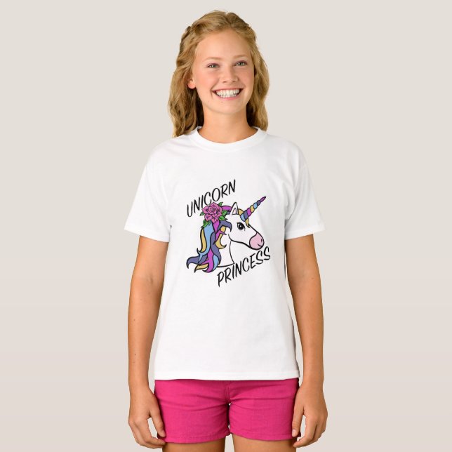 Unicorn Princess Design - Girls' Basic T-Shirt (Front Full)