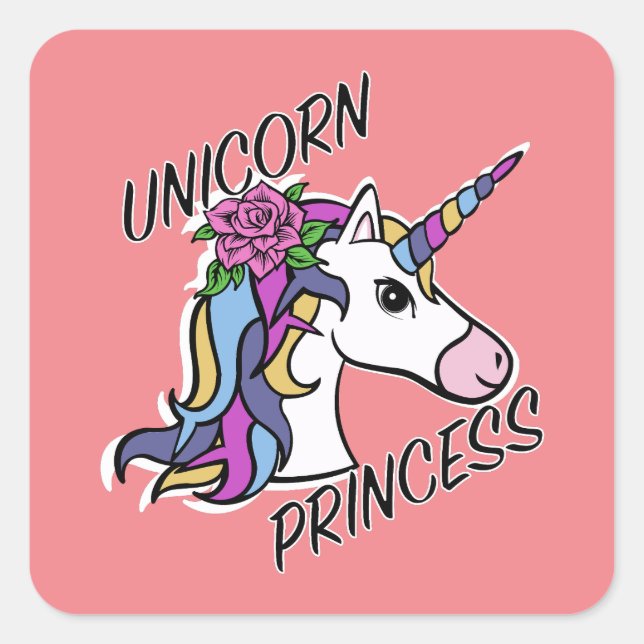 Unicorn Princess Design - Square Stickers (Front)