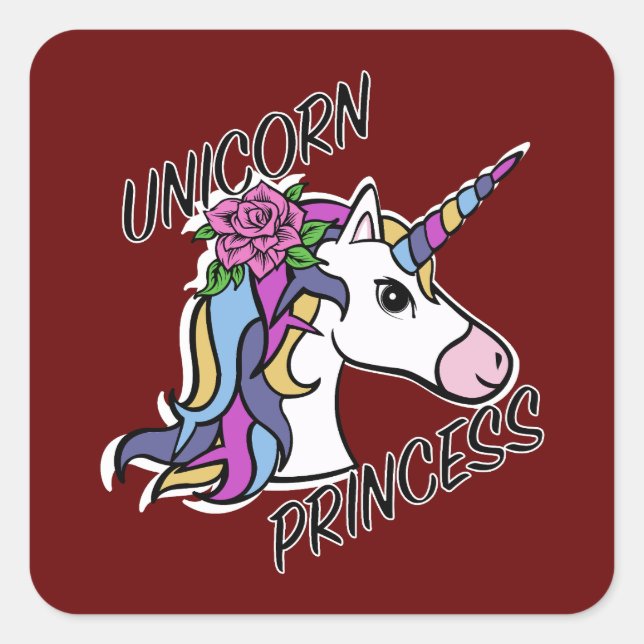 Unicorn Princess Design - Square Stickers (Front)