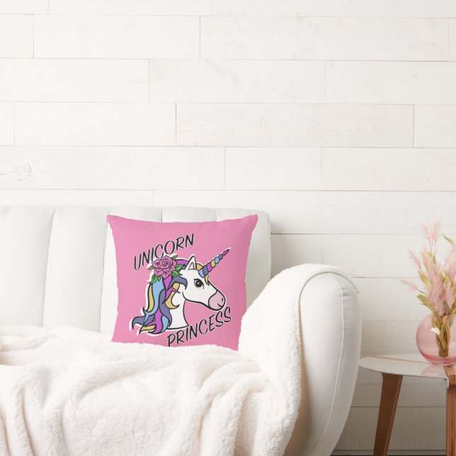 Unicorn Princess Design - Throw Pillow 16" x 16" (Couch)