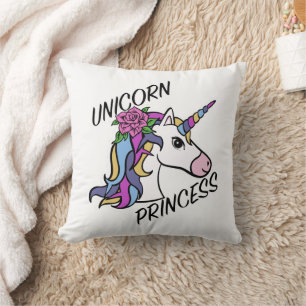 Unicorn Princess Design - Throw Pillow 16" x 16"