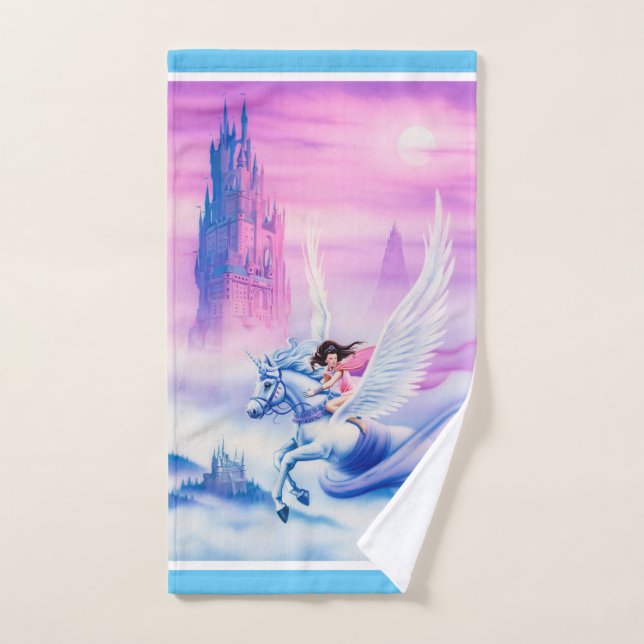 Unicorn Princess fantasy bathroom set towels. (Hand Towel)