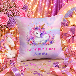 Unicorn Princess Girl Birthday Pastel Dream Pillow