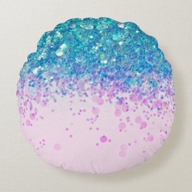 Unicorn Princess Glitter #4 Round Cushion (Front)