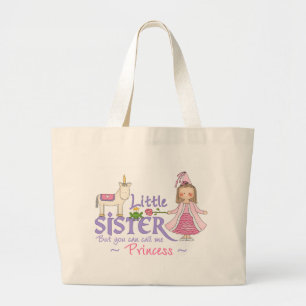 Unicorn Princess Little Sister Large Tote Bag