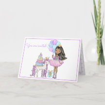 Unicorn Princess Modern Girly Watercolor Birthday