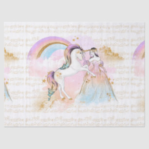 Unicorn Princess Rainbow music stars pink blue Tissue Paper