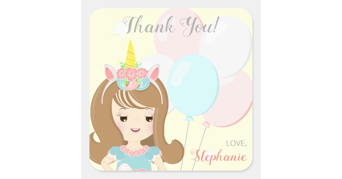 unicorn princess square sticker zazzlecouk