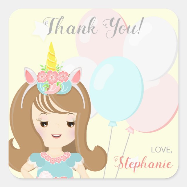 Unicorn Princess Square Sticker (Front)