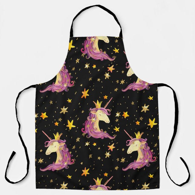 Unicorn Princess: Watercolor Fairy Tale Apron (Front)