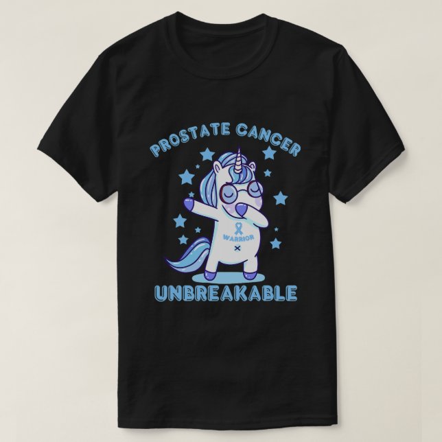 unicorn prostate cancer unbreakable tee blue ribbo (Design Front)