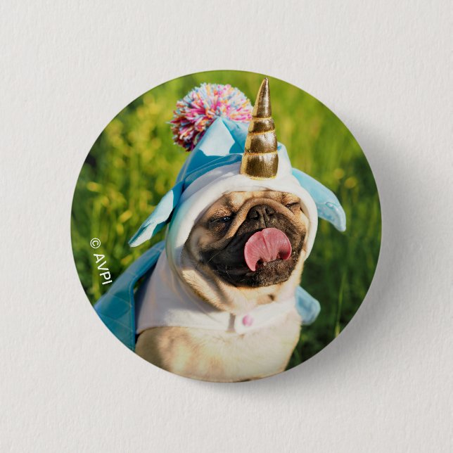 Unicorn Pug 6 Cm Round Badge (Front)