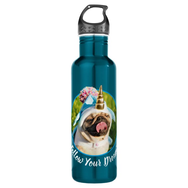 Unicorn Pug 710 Ml Water Bottle (Front)