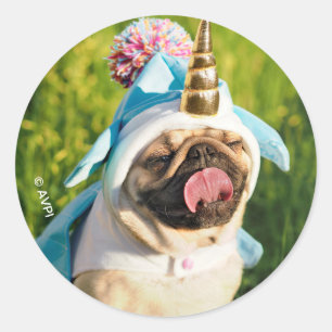 Unicorn Pug Classic Round Sticker