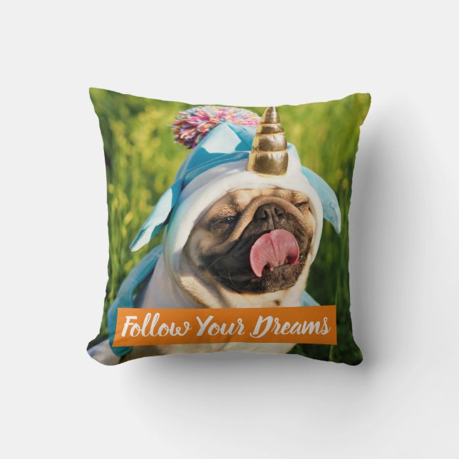 Unicorn Pug Cushion (Front)
