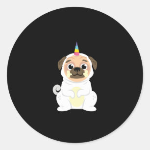 Unicorn Pug Dog Lovers Funny Unipug Pugicorn Classic Round Sticker