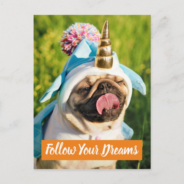 Unicorn Pug Invitation Postcard (Front)