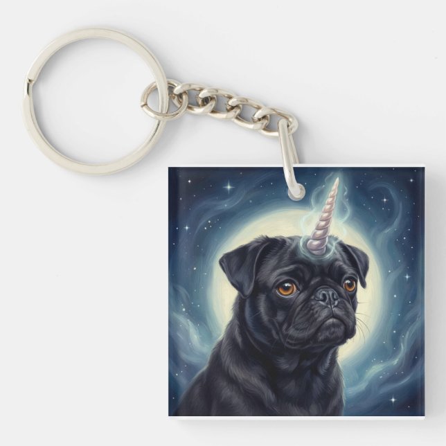 Unicorn Pug Key Ring (Front)