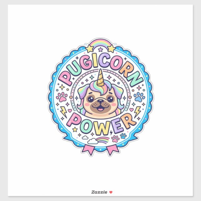 Unicorn Pugicorn Power Funny Cute Gift Design_1 (Sheet)