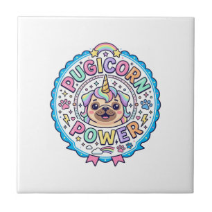 Unicorn Pugicorn Power Funny Cute Gift Design_1 Tile
