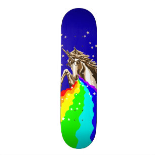 Unicorn pukes rainbow skateboard