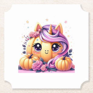 Unicorn pumpkin 01 paper coaster