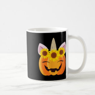 Unicorn Pumpkin Face Sunflower Costume Funny Hallo Coffee Mug
