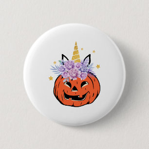 Unicorn Pumpkin Halloween Design 6 Cm Round Badge