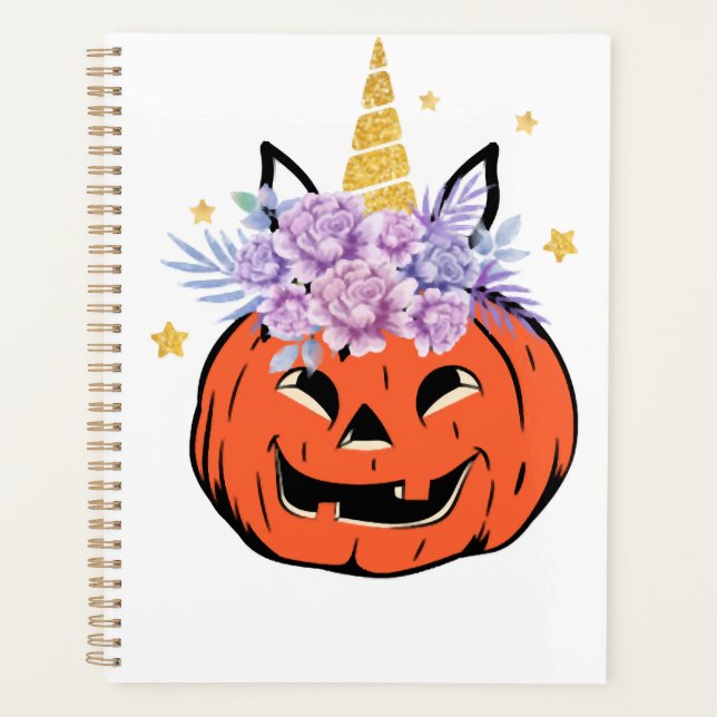 Unicorn Pumpkin Halloween Design Planner (Front)