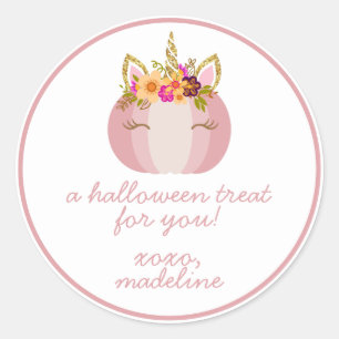 Unicorn Pumpkin   Kids Halloween Sticker