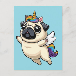 Unicorn pup holiday postcard
