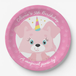 Unicorn Puppy Birthday Paper Plate