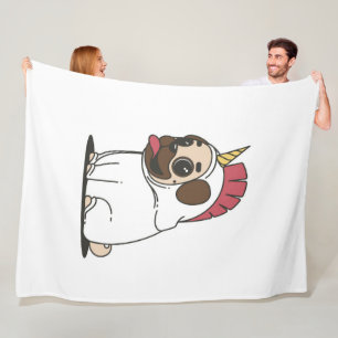Unicorn Puppy Cute Pug Dog Lover Gift Fleece Blanket