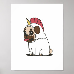 Unicorn Puppy   Cute Pug Dog Lover Gift Poster