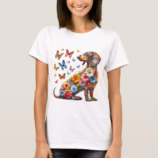 Unicorn Puppy Rainbow Flowers T-Shirt