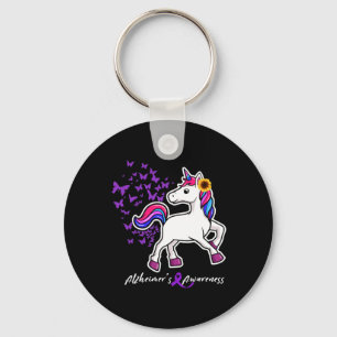 Unicorn Purple Alzheimer Awareness - End Alzheimer Key Ring