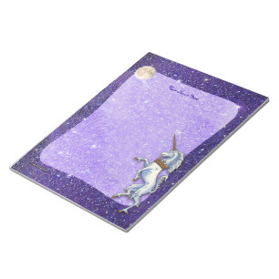 Unicorn Purple Faux Glitter Border Notepad
