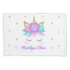 Unicorn Purple Flowers Glitter Stars Personalised