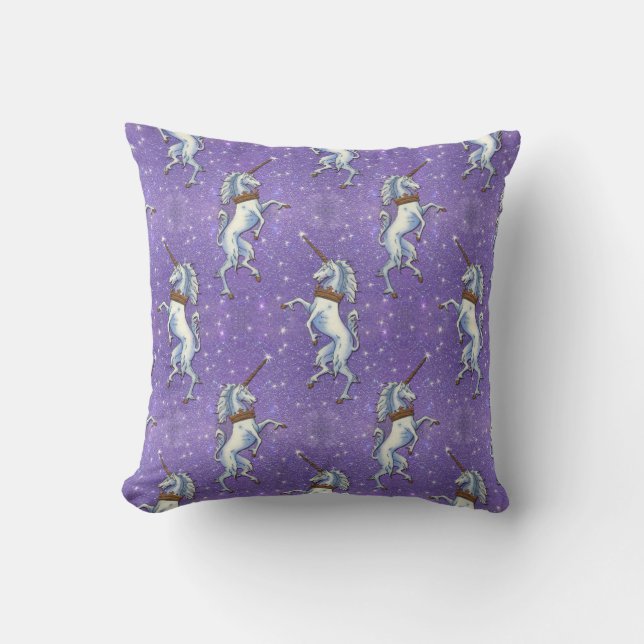 Unicorn Purple Glitter Repeat Cushion (Front)