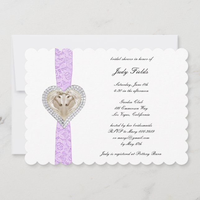 Unicorn Purple Lace Bridal Shower Invitation (Front)