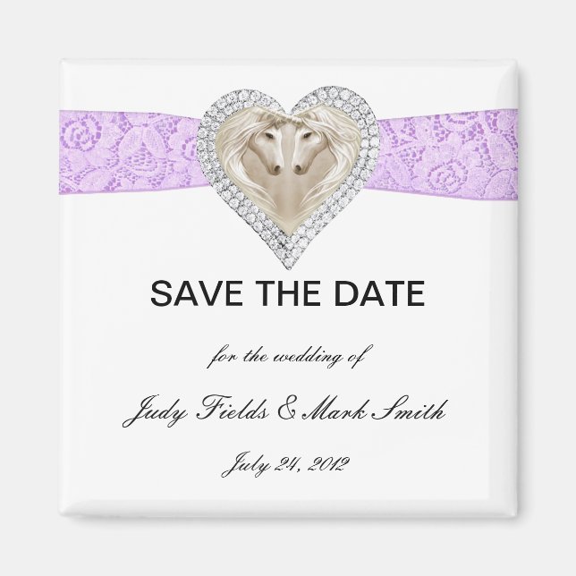 Unicorn Purple Lace Save The Date Magnet (Front)
